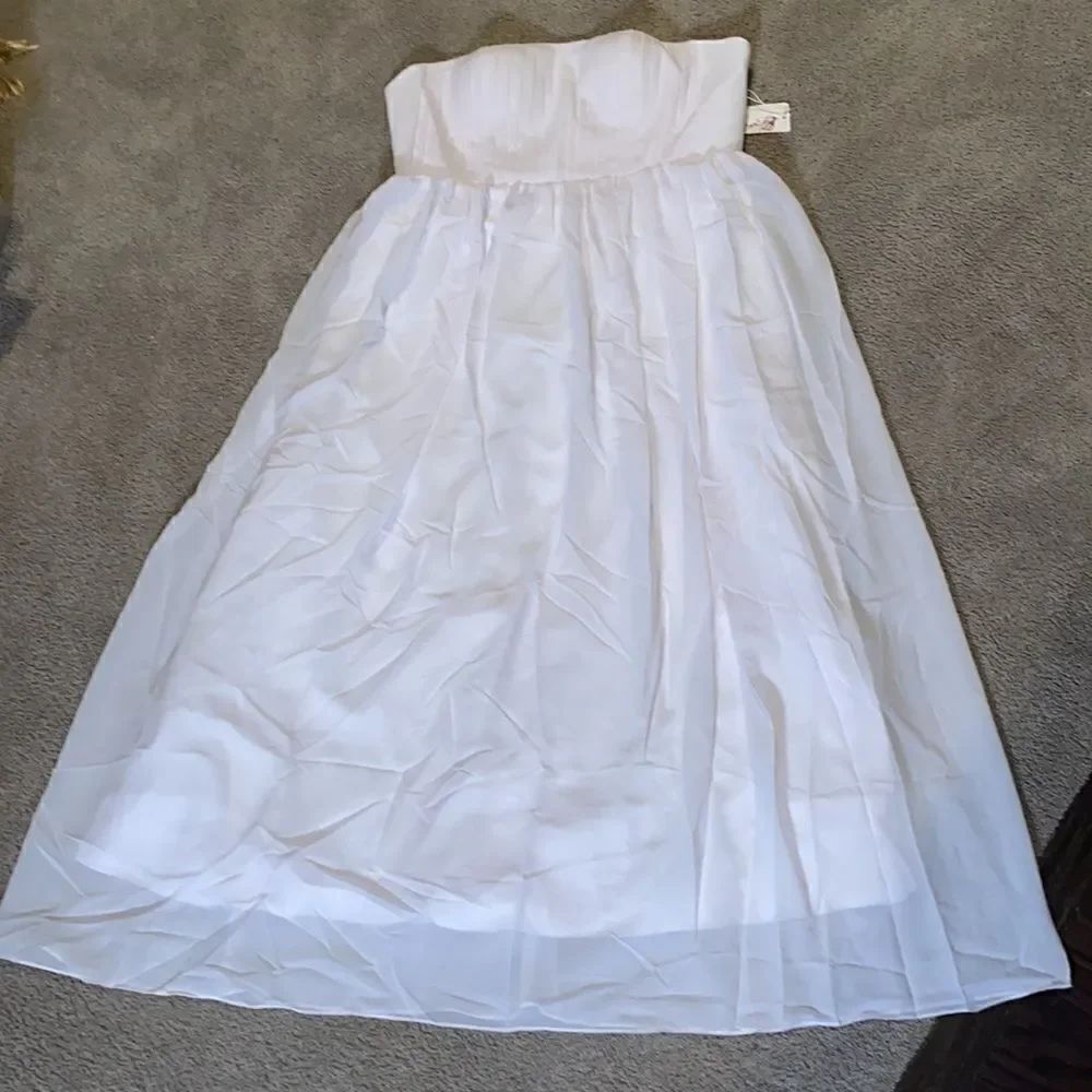 Women’s Elegant White Strapless Full Length Chiffon Prom Party Formal Dress XXL